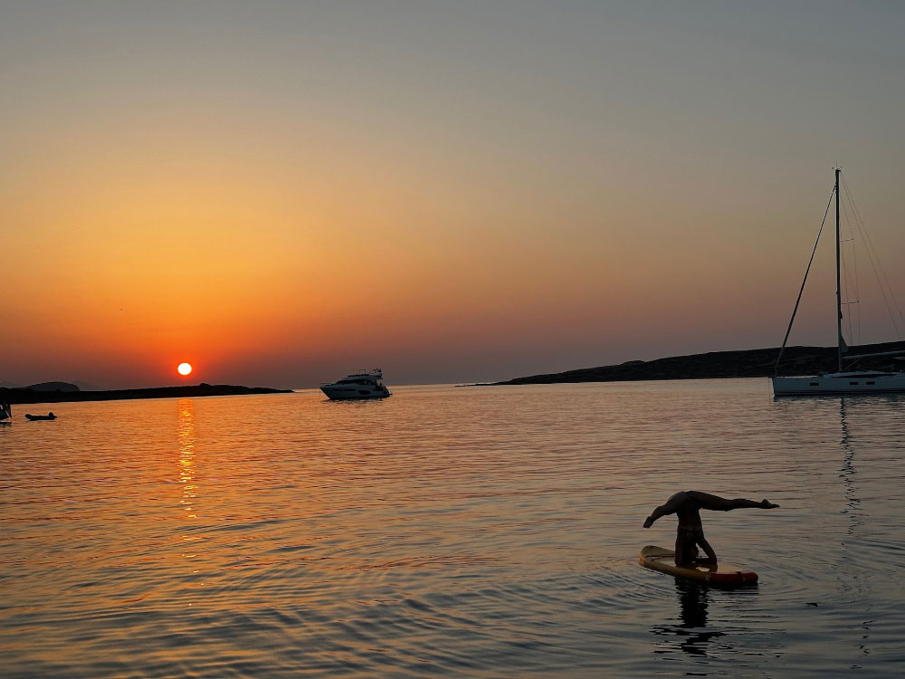 Wing foiling at sunset