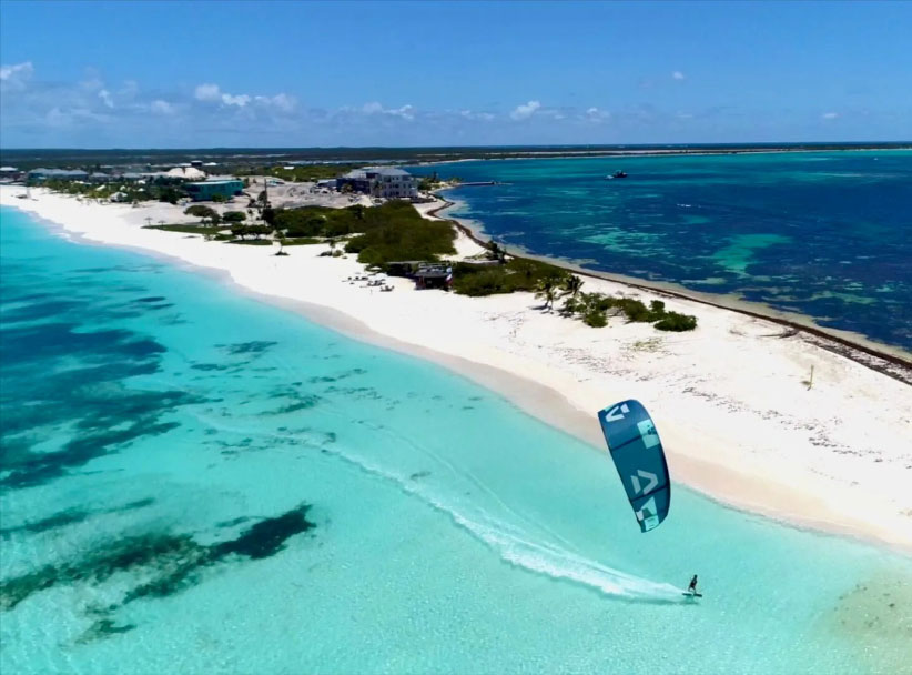 Aerial view turquoise water
